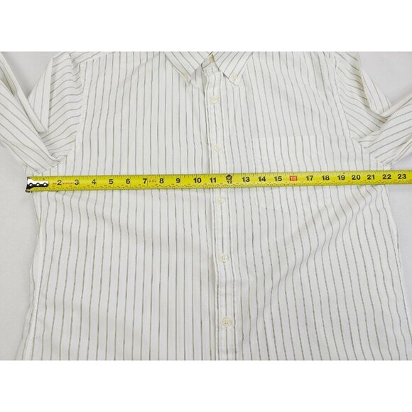 J. Crew Tailored Fit Size Large Mens White Sage Green Button Down Cottton Shirt - Picture 3 of 10
